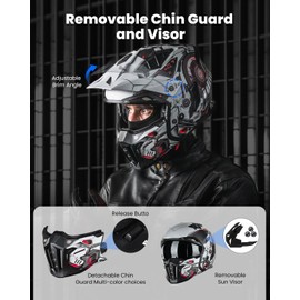 ILM Open Face Motorcycle 3/4 Half Helmet for Men and Women, Vintage Retro Helmet with Visor for Moped ATV Cruiser Scooter DOT Model Z302(Red Mecha,Medium)