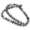 Black & White Striped Malachite Beads - 8mm Round Composite