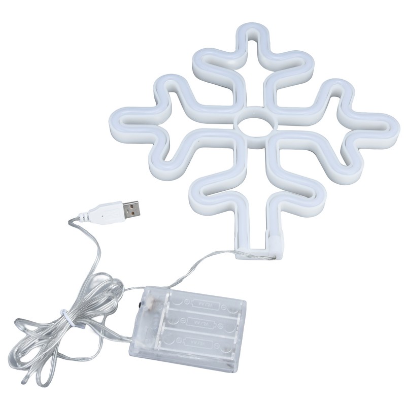70in Neon Sign Romantic Christmas Snowflake Battery USB Powered LED