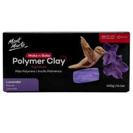 Mont Marte Make n Bake Polymer Clay Signature Lavendar 400g (14.7oz) Block, Bake in Oven, Soft and Smooth, Sculpting, Craft, DIY Décor, Jewellery