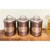 Grey Hammered Metal Tea Coffee Sugar Storage Canister Set