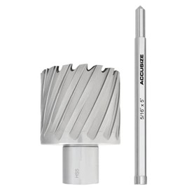 Accusize Industrial Tools 2-7/16 inch x 2 inch Cutting Depth H.S.S. Annular Cutter with 1 Pc Pilot Pin, 2081-2044Pin