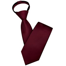 Branduce Maroon Tie Solid Satin Ties for Men Pre-tied Adjustable Zipper Necktie for Wedding Business (TA17-32)