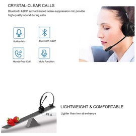 Funtuan Office Bluetooth Headset with Mic,Wireless Bluetooth Headphone,Noise Cancelling Trucker Bluetooth Headset,Handsfree Headset with Charging Dock for Call Center,Home,Smartphones,PC