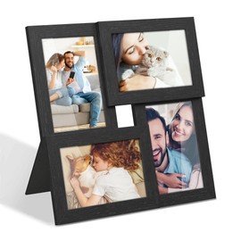 SONGMICS 4x6 Collage Picture Frames, Family Photo Collage Frame Set of 4 for Wall Decor, Glass Front, Wall Hanging or Tabletop, Ink Black URPF25BK