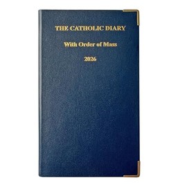 2026 Slimline Catholic Diary with Order of Mass with Gold corners and Gilt Edging- Week to View Diary (Navy)