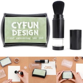 1 Pcs Clear Embossing Ink Pad and 1 Pcs Embossing Powder Tool Applicator Sets for Stamping & Scrapbooking, Transparent Slow-Drying Crisp Ink, | Long-Lasting Inkpads for Rubber Stamps