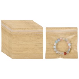 uxcell 50pcs Clear PVC Jewelry Storage Bags Plastic, 4.3" x 4.3" PVC Transparent Lock Bag Plastic Bag with Zipper Closure for Rings Earrings Bracelet Storage Display, Light Wooden Grain