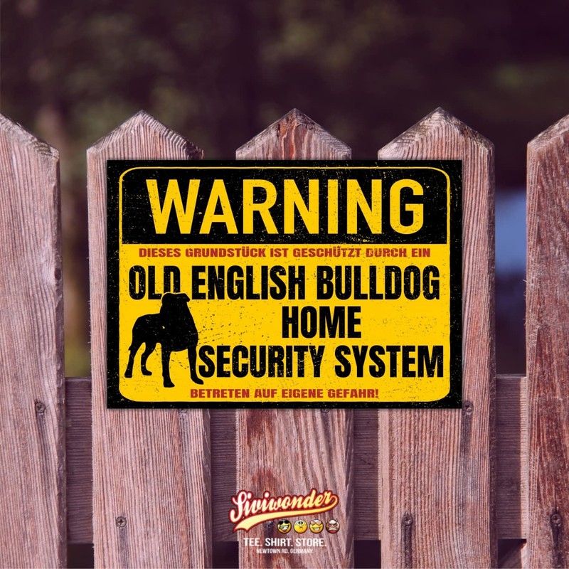 Old English Bulldog OEB Warning Security System Door Sign Dog