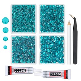 qiipii Blue Zircon Crystal Resin Rhinestones w B7000 Jewelry Glue for Bedazzling Crafting Turquoise Blue Flatback Stones Gems 3mm 4mm 5mm 6mm Diamonds Crystals Charms for Nails Face Eye Makeup Crafts