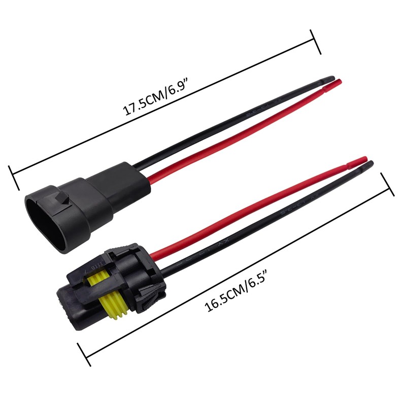 Audak 2PCS 9006 HB4 Ceramic Female Socket Adapters Wiring Harness