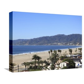 ART.COM Canvas Wall Art Prints Beach, Santa Monica, Malibu Mountains, Los Angeles, California, Usa by Wendy Connett, Places Decor, 16" x 12"