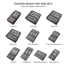 Robert Welch Stanton Bright, 7 Piece Cutlery Place Setting. Made from Stainless Steel. Dishwasher Safe.