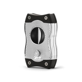 Colibri SV-Cut Cigar Cutter| Chrome with Black Accents |Spring Loaded Release | Deep 7mm V Cut and up-to 3mm Straight Cut | Up-to 68 Ring Gauge Cigars | Ergonomic Design
