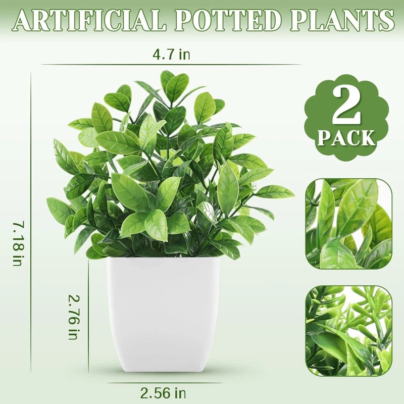 Der Rose 2 Pack Fake Plants Small Faux Artificial Small