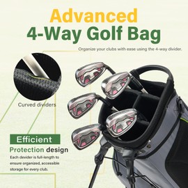 UNIHIMAL 4-Way Golf Stand Bag with Full-Length Divider, Lightweight Waterproof Golf Bag for Men & Women Holds 4-8 Clubs
