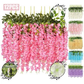 HERMOHERMO Flores Artificiales De Glicina Decoración Boda Y Fiesta Hoga