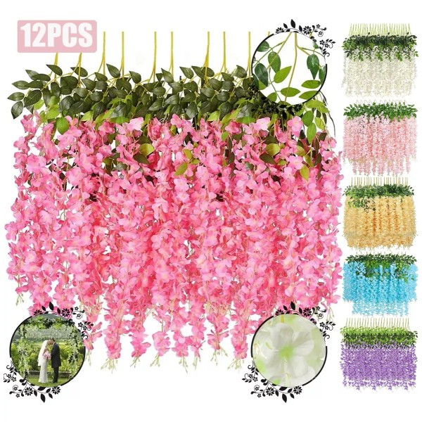 HERMOHERMO Flores Artificiales De Glicina Decoración Boda Y Fiesta Hoga