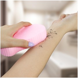 Magic Exfoliating Bath Sponge (3 pcs), 3D Super Soft Exfoliating Bath Sponge, Skin Friendly and Reusable for Adults Children and Pregnant Women Alternative to exfoliating Gloves. (Grey-Yellow-Pink)