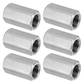 PATIKIL M12 x 1-Pitch 304 Stainless Steel Hex Coupling Nuts, 6Pcs 30mm/ 1.2" Length Fully Threaded Rod Coupling Nut Studding Connector Fasteners, Silver Tone