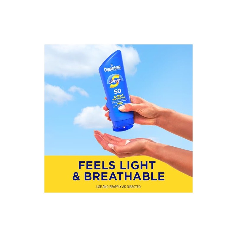 Coppertone Sport Sunscreen Lotion, Broad Spectrum SPF 50 Sunscreen Multi