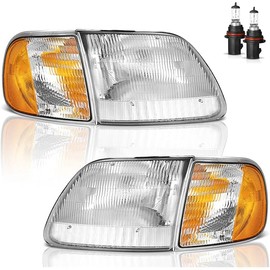 Headlights Assembly for 1997-2003 F150 / 1997-2002 Ford Expedition / 1998-1999 F250, Headlamp+Corner Parking Turn Signal Marker Light Does NOT fit models produced before July 1996