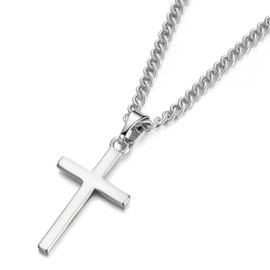 JEWAB Cross Necklace, Small Size Cross Necklaces for Boys Girls with 45+5 CM Chain | Gifts for Teenage Son Grandson Nephew Birthday Easter (Silver/Gold/Black)
