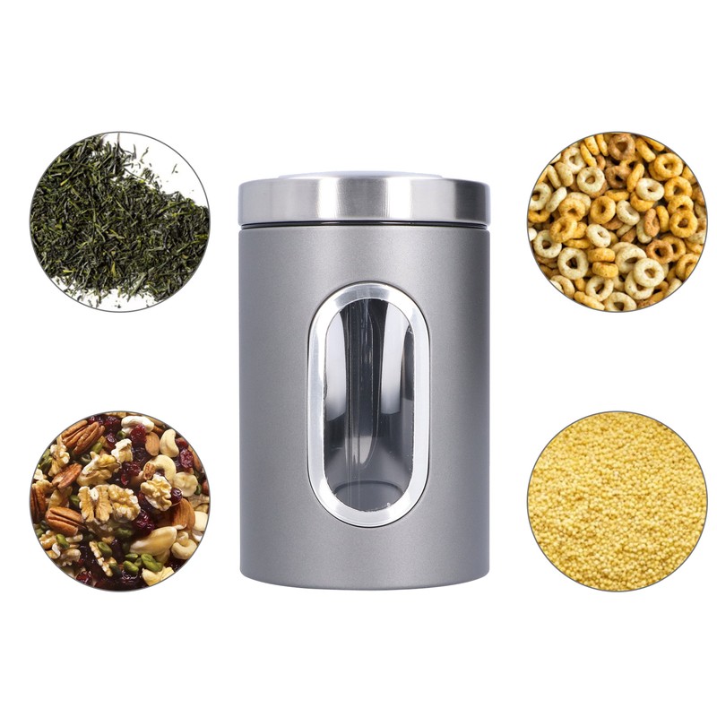 3Pcs Storage Jar Stainless Steel Food Tea Nut Container with