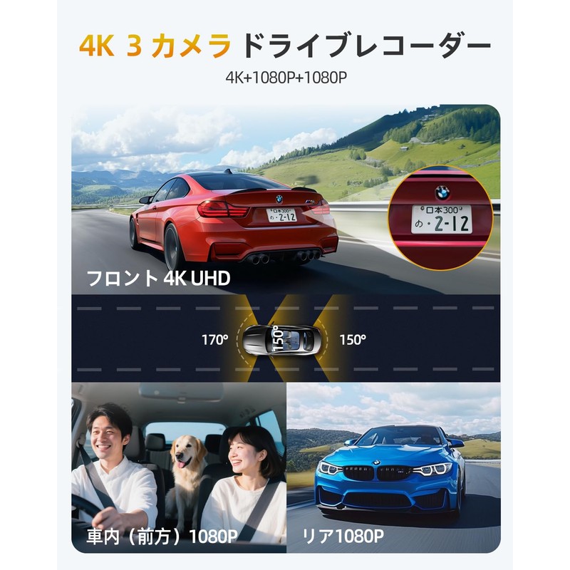 GKU 3 Camera, 4K Dash Camera, 5.8 GHz High Speed