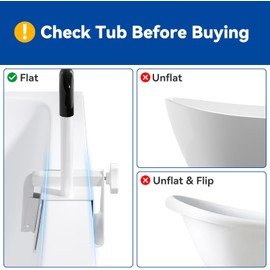 Bathtub Safety Rail, Bathtub Handle Grab Bar with Non-Slip Grip for Seniors, Elderly, Fits 3.1 to 6.7 Inch Tub Walls, Supports 300 lbs