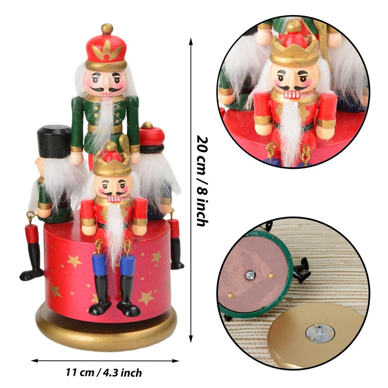 20CM Red Music Nutcracker Christmas Decorations,Wooden Christmas Nutcracker Soldier Large
