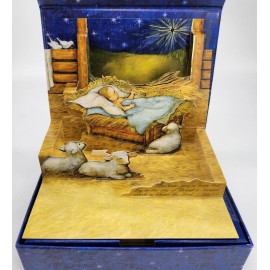 Lang 1 LANG Linen POP UP Christmas Card Envelope+Stamp ADORE HIM Manger Susan Winget