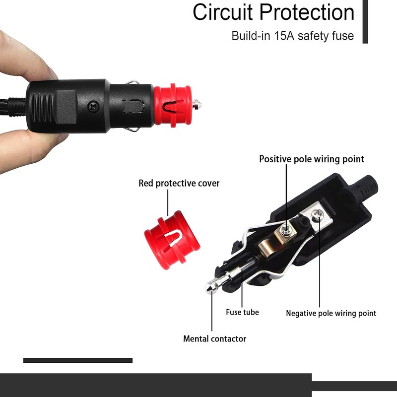 K-MAINS DC Power Cord Cable 12V/24V Compatible with Car Refrigerator