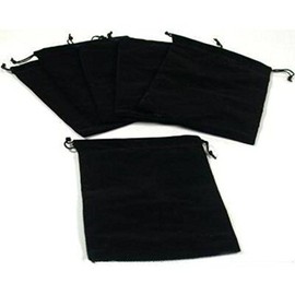 6 Pouches Black Velvet Drawstring Jewelry Bags 5"