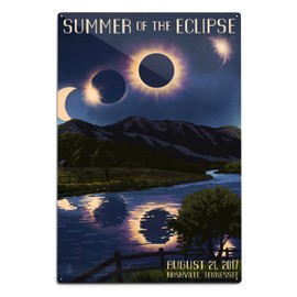Lantern Press Nashville, Tennessee - Solar Eclipse 2017 - Summer of The Eclipse 82543 (6x9 Aluminum Wall Sign, Wall Decor Ready to Hang)