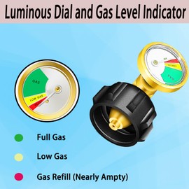 Upgraded Propane Refill Adapter Hose Kit, 36" Propane Refill Hose for 1 lb. Tanks, Stainless Steel QCC1 Propane Tank Filler Adapter with Gauge and ON/Off Valve, for Filling 1lb Bottles from 20lb Tank