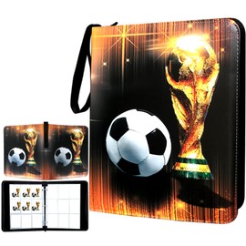 Trading Card Binder 900 Pockets, Soccer Card Binder Holder with 50 Removable Sleeves Fits 900 Sport Cards, Soccer Card Collector Album with Zipper Storage Display Case
