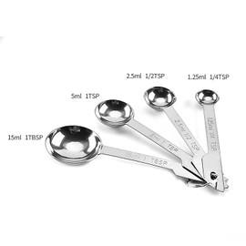 Spesh 4-Piece Measuring Spoon Set, Stainless Steel Spoon with Measuring Ruler, Seasoning Spoon for Dry and Liquid Ingredients for Baking and Cooking