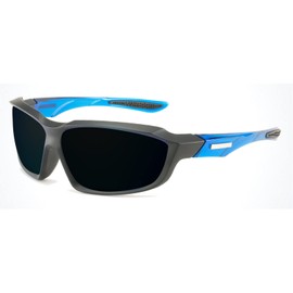 mincl Full lens Polarized Reading Sunglasses for Men Driving Running Sports Reader Square UV Protection Style Unisex (black&blue, 1.75x)