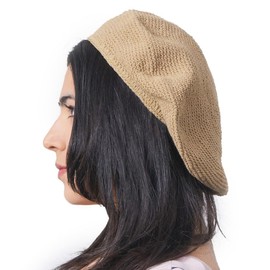 Beret Hat Women's Beret Men's Beret Crochet Hat Knitted Hat Made of 100% Cotton Barrett for Summer and Winter, beige