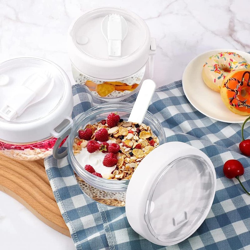 Juwacoo Overnight Oats - 4 contenitori per Cereali, con Coperchio,