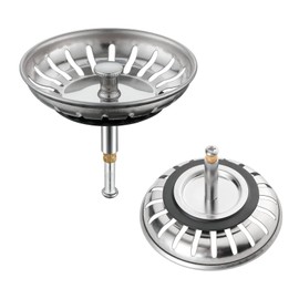 Dreamil Spülbecken Siebkörbchen 82mm Edelstahl Abflusssieb mit Höhenverstellbar Küchenspüle Spüle Zubehör für Ersatz Originaldichtung für Küchenspüle