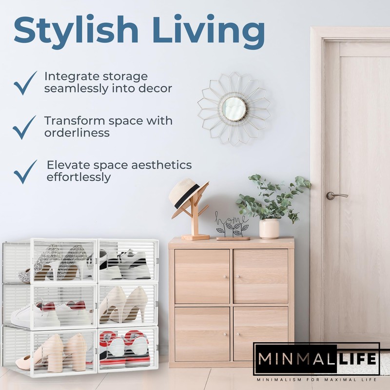 Minmallife Crystal Clear Container - 6 Pack Shoe Boxes Clear