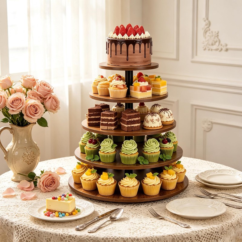 Cupcake Stand 5Tier Round Rustic Cupcake Stand Holds