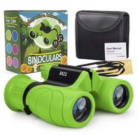 ASOMI Binoculars for Kids, Magnification 8x21, Gift for Boys and Girls, Shockproof Compact Kids Binoculars for Bird Watching, Hiking, Camping, Spy Games and Exploration, Green