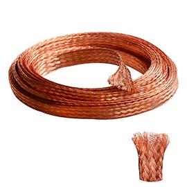 QuQuyi 16.4ft 5mm Flat Copper Braided Ground Strap Wire Expandable Metal Sheath Screening Signal Wire Cable Shielded