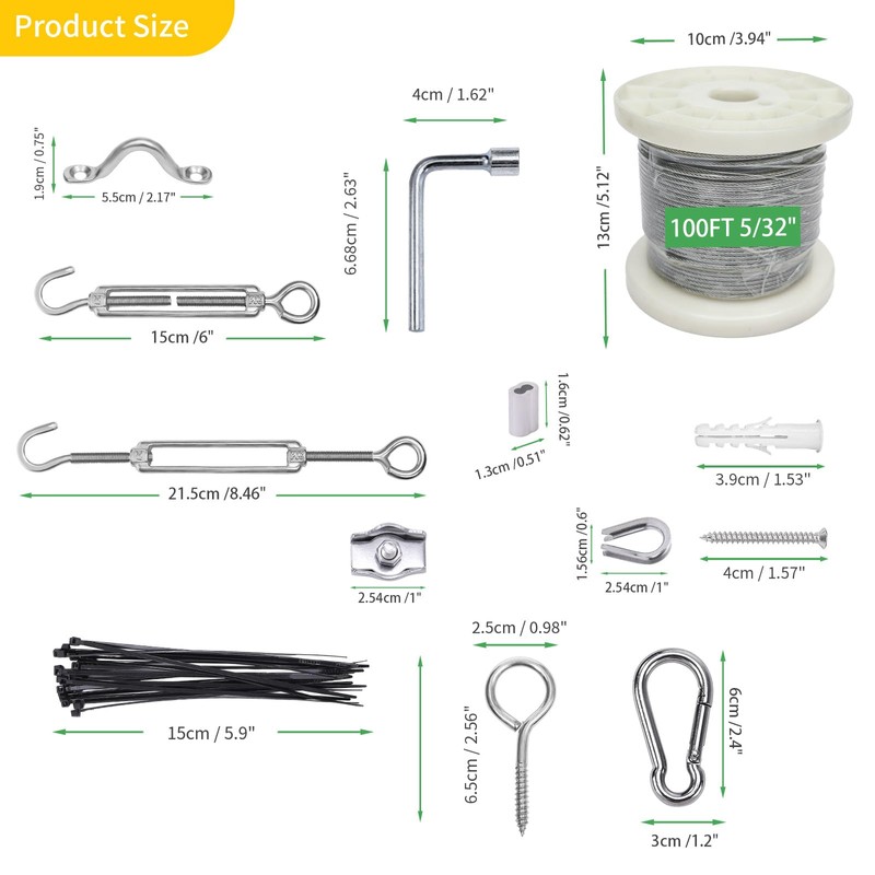 5/32" Wire Cable Rope Kit ，Vinyl Coated 304 Stainless Steel