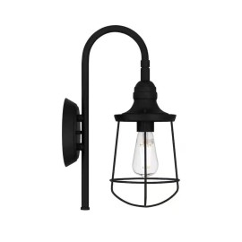 DSI DS19522Z 1-Light Matte Black Wall Sconce Light with Metal Cage Shade