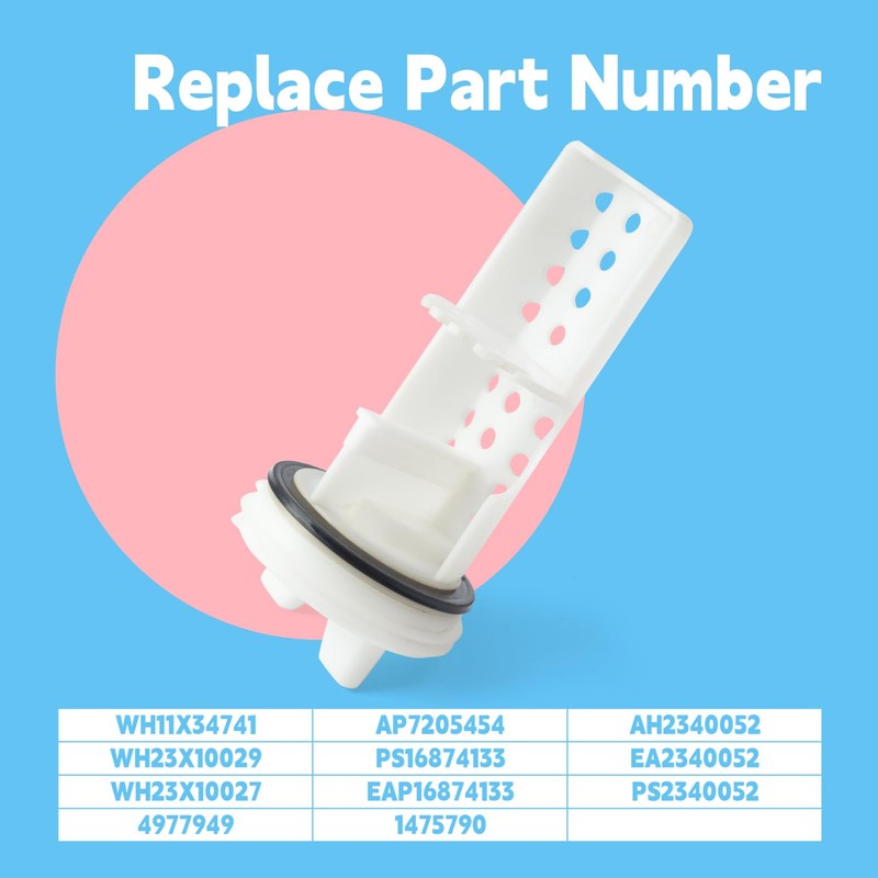 GLOXTED WH11X34741 Washer Drain Pump Filter Replacement for GE Washing
