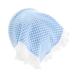 axy Headband with Integrated Triangle Head Scarf with Lace Checked Beautiful Women's Headband Hair Band Bandana Hair Scarf Oktoberfest Maid Costume HRTUCH (Blue/White Checked), blue-white check, 1 pc.